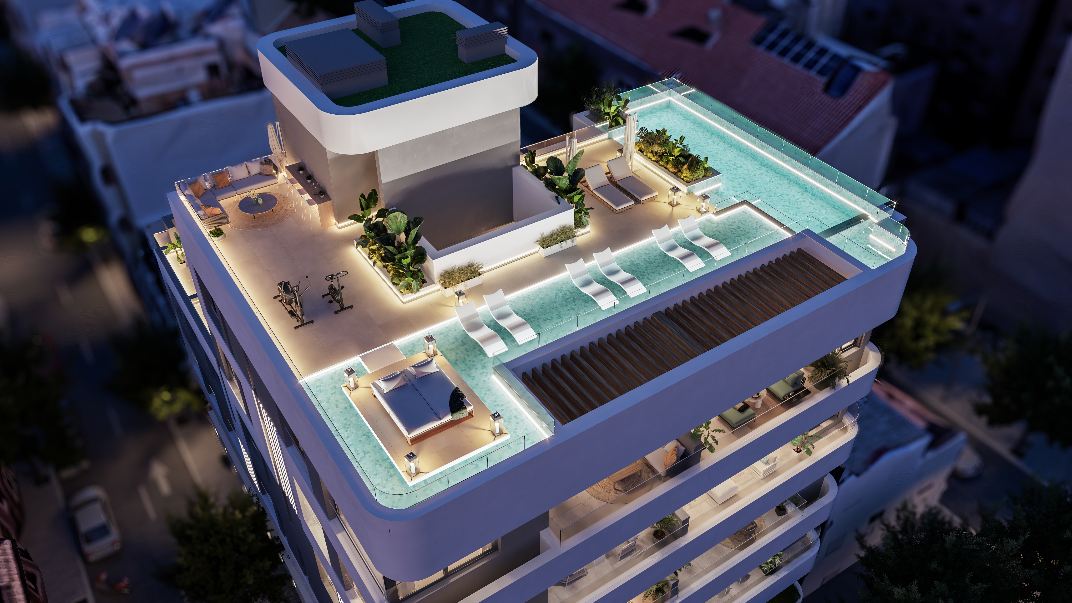MILABEKA NVOGA DEVELOPMENTS MALAGA RoofTop noche HD