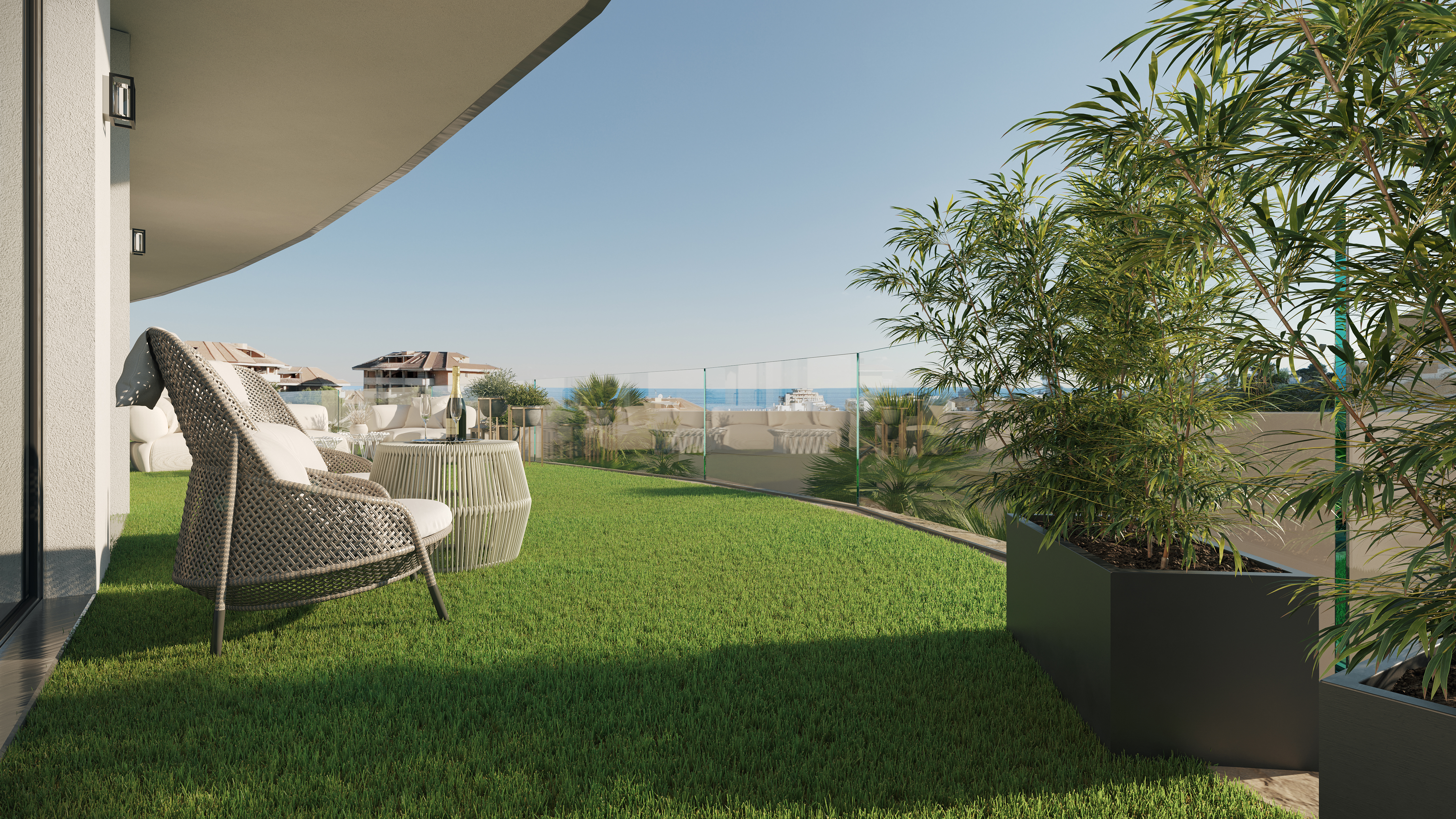 The Kos terraza jardin habitacion y vistas mar